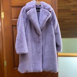 Zara style faux fur lilac coat ny co company